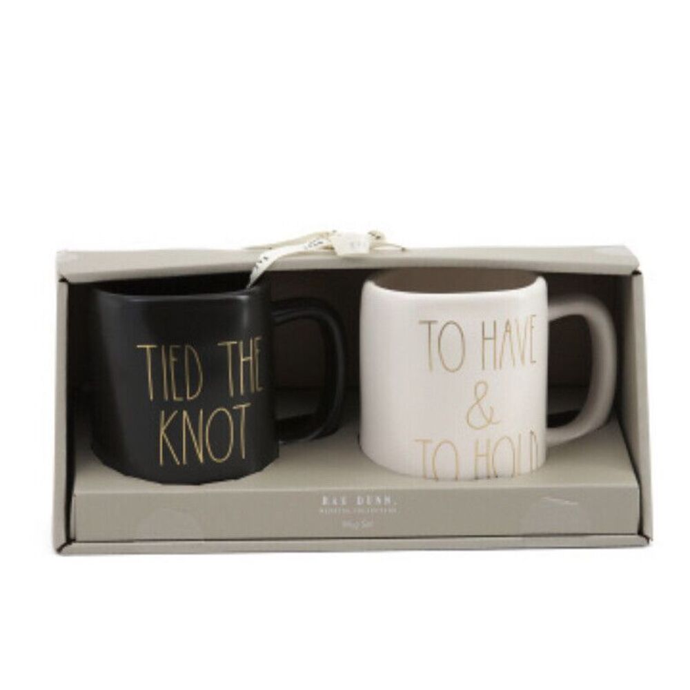 New RAE DUNN Set 2 Tied The Knot To Have & To Hold Mugs Wedding Gift Farmhous